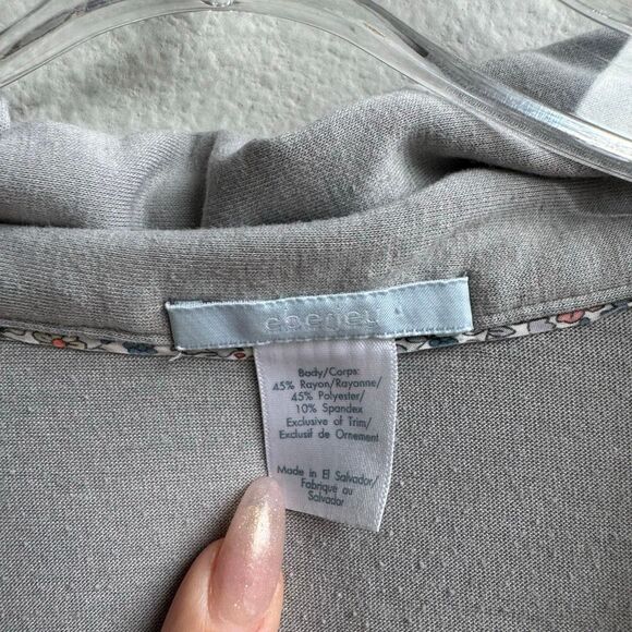 Eberjey Gray Floral Trim Button Down Short Sleeve Pajama Set Size Small? Medium? - Picture 4 of 11